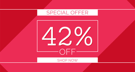 42% off special offer banner, 42% off simple banner design