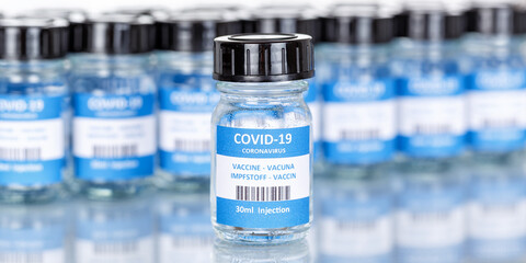 Coronavirus Vaccine bottle Corona Virus COVID-19 Covid vaccines copyspace copy space panoramic view