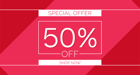 50% off special offer banner, 50% off simple banner design