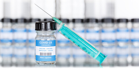 Coronavirus Vaccine bottle Corona Virus syringe COVID-19 Covid vaccines copyspace copy space...