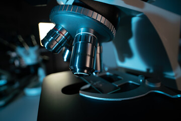 Scientific optical microscope in the laboratory