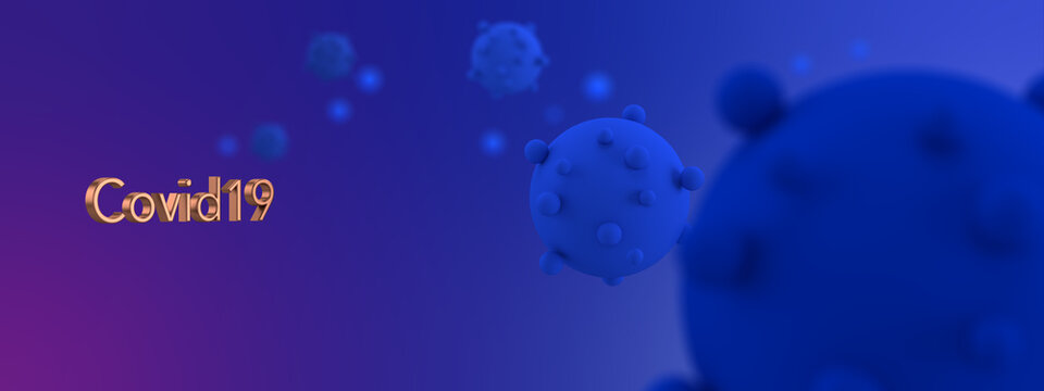Covid19 corona virus banner, blue background