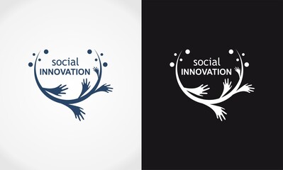 dot and hand icon social innovation design logo