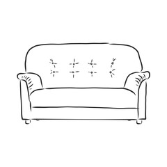Sofa outline icon. Couch silhouette. Furniture for living room. Vector illustration. sofa vector sketch illustration
