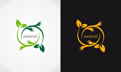 hand and leave natural design logo