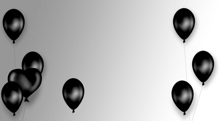 black balloons on gray background