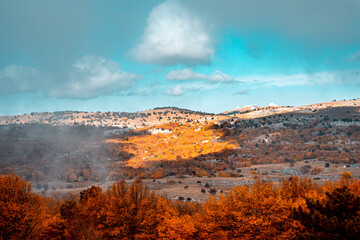 sunset over the mountains