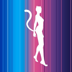 Plakat The silhouette of a woman with cat ears and tail