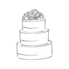 Doodle style birthday cake and cake slice illustration in vector format suitable for web, print, or advertising use. cake vector sketch illustration