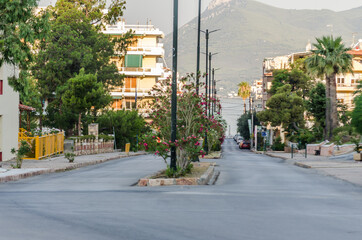 Evia island, Greece - June 30. 2020: Panorama of the tourist island of Skiathos in Greece