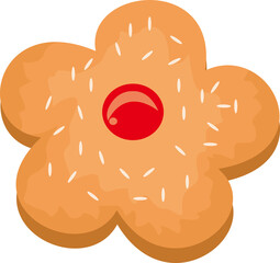 illustration of a donut with red strawberry jam
