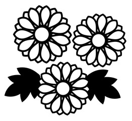 Fototapeta na wymiar 菊の花のシンプルなアイコン/白黒