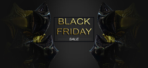 Black friday sale banner poster wallpaper. black friday and balloons on black background