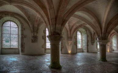 Salle capitulaire de l'abbaye de Fontenay à Marmagne, Côte-d'Or, France