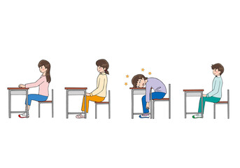 Obraz premium 居眠りをしている学生