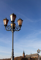 Fototapeta na wymiar Lantern close-up against the blue sky autumn