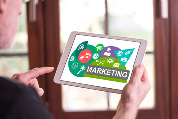 Marketing concept on a tablet