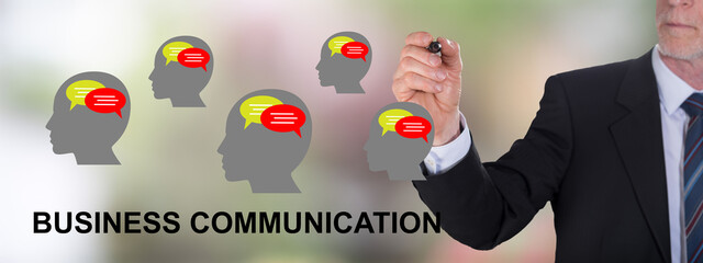 Business communication concept drawn by a businessman