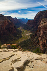 Zion National Park in Utah, view from Angels Landing. Vertical.