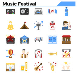 Music festival icon set.