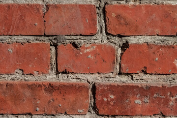 Red bricks dirty wall surface texture horizontal macro