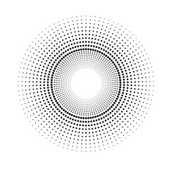 Halftone dots in circle form. round logo . vector dotted frame . design element