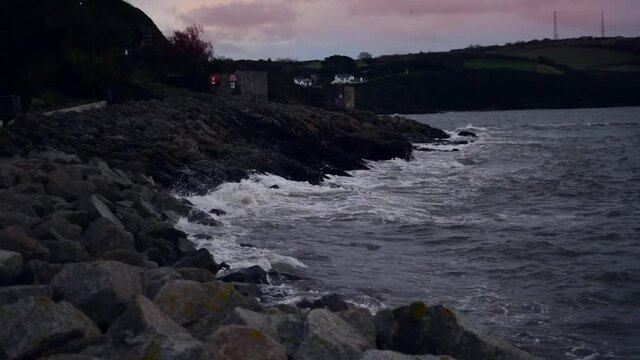 Waves crashing onto the rocks 