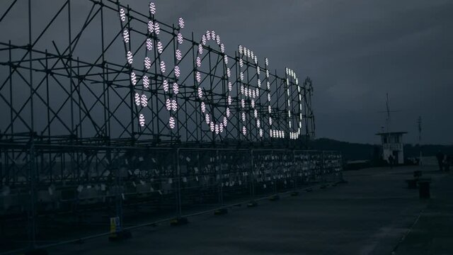 Close up of the lights on an art sculpture 