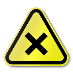 Warning sign with a cross. Dangerous for health.