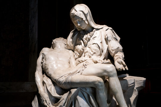 Vatican city, Rome - March 07, 2018: Replica of Michelangelo Pieta exhibited in Pinacoteca gallery in Vatican museums