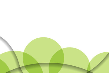 Abstract background with colorful paper cut shapes. Design for poster, banner, card. White and green abstract round illustration. 3D paper images with a subtle blend of bright colors. Copy space.