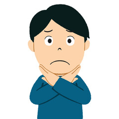 ダメのポーズをとる男性のイラスト