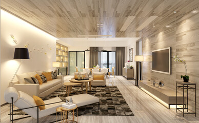 3d render of modern living room