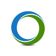 Blue and Green color intersection impossible circle concept eco sign illustration