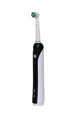 Electric toothbrush for teeth hygiene isolated on white background. Dental and healthcare concept....