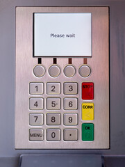 Numeric keypad of an ATM (automated teller machine).