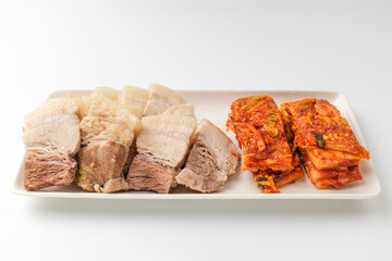 Boiled pork on white background