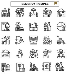 Elderly people icon set.