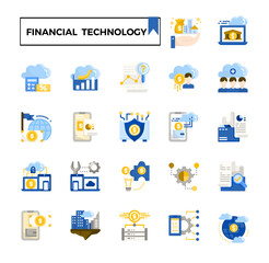 Financial technology icon set.