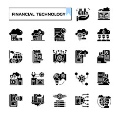 Financial technology icon set.