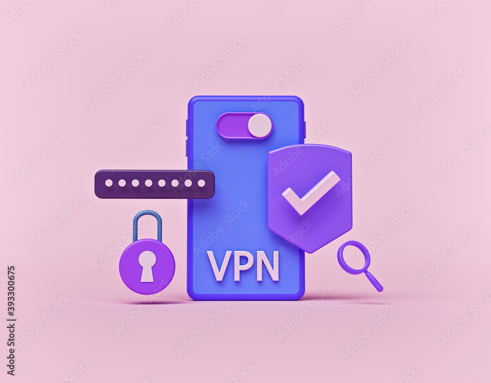 Poster vpn service in smartphone. virtual private network. secure network connection and privacy protection
