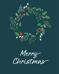  Christmas and New Year wreath.Decorative vector illustration for winter invitations, cards, posters and flyers.