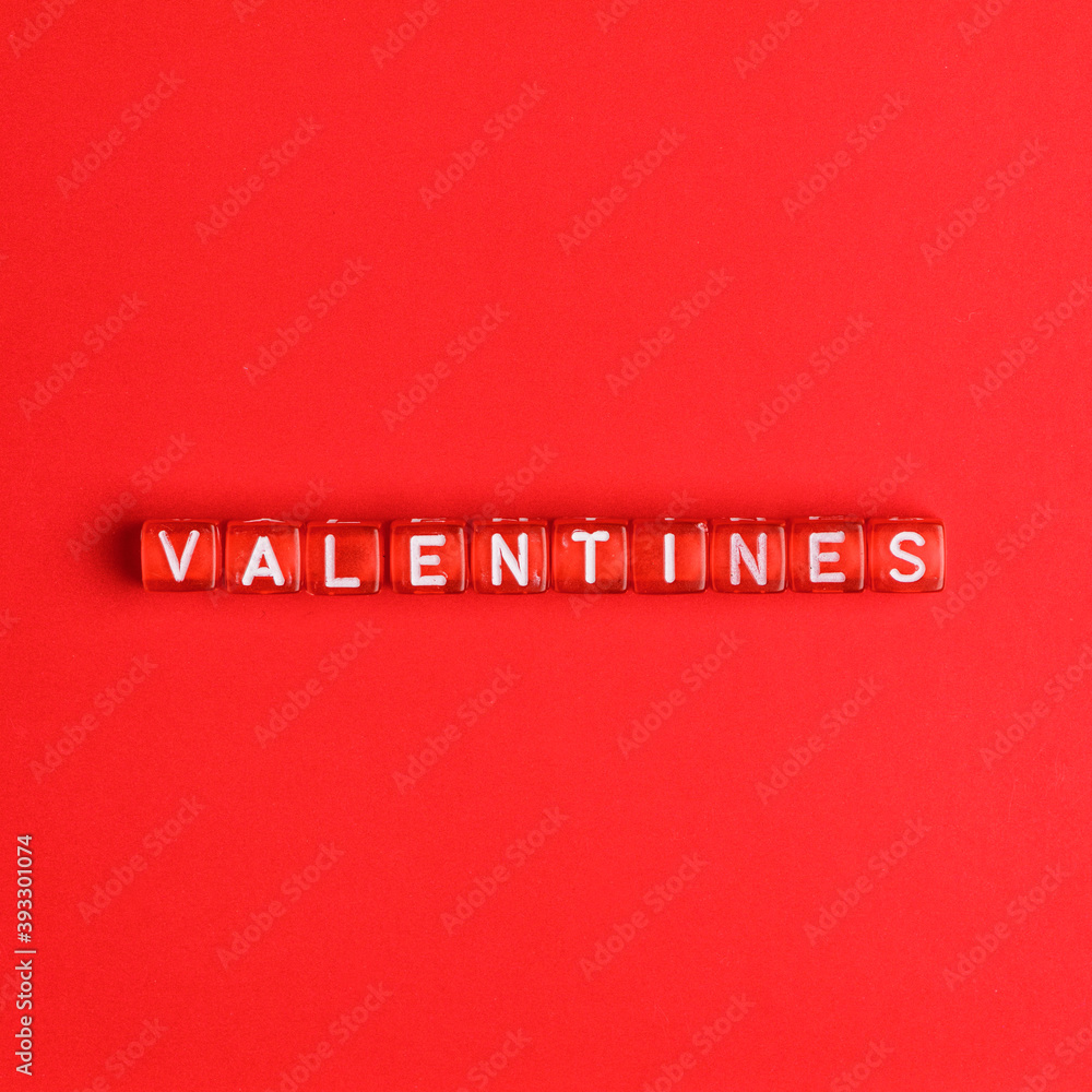 Poster VALENTINES word alphabet letter beads