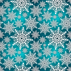 Snowflake seamless pattern. Snow pattern with snowflakes. Festive Christmas and New Year background. Winter vector illustration