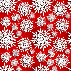 Snowflake seamless pattern. Snow pattern with snowflakes. Festive Christmas and New Year background. Winter vector illustration