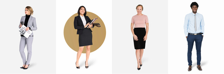 Diverse business people characters set