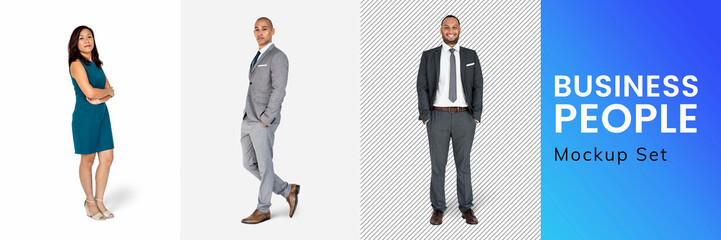 Diverse business people characters set