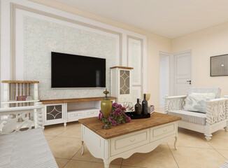  simple modern living room sofa with coffee table, with green plants on the table.