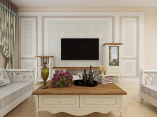  simple modern living room sofa with coffee table, with green plants on the table.