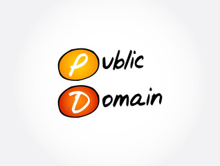 PD - Public Domain acronym, concept background